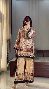 3.4K views · 3.7K reactions | "Celebrate in style with our digitally printed, festive-vibe, perfectly tailored dress—paired with 2pcs chic cords for a stunning look!"#FestiveFashion #TailoredElegance #ChicStyle #TrendyLooks" | Trends By Marium | Facebook