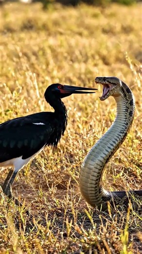Stork vs Snake – Tall Grass Wildlife Battle for Survival ‪@BirdWorldDaily‬
