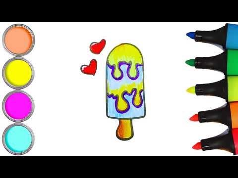 How To Draw cute Ice cream Drawing, Painting & Coloring For Kids and Toddlers_ Child Art 🌈🎨