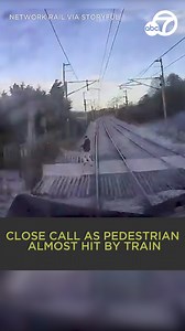 17K views · 142 reactions | Heart stopping: A reckless pedestrian in England came inches from death while walking across train tracks. Officials said a red warning light is displayed when it is unsafe to use the crossing, but this was ignored by the man. | ABC7 | Facebook