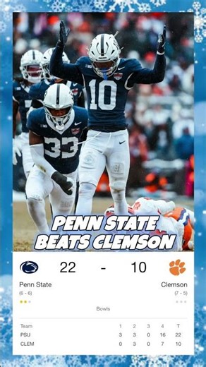 Penn State vs Clemson Pinstripe Bowl FINAL SCORE #pennstate #clemson #bowl #cfb #football #shorts #a