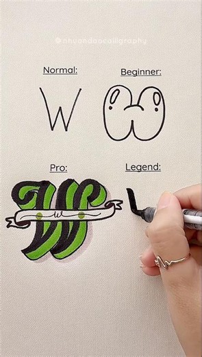 4 Ways to Write the Letter W #nhuandaocalligraphy