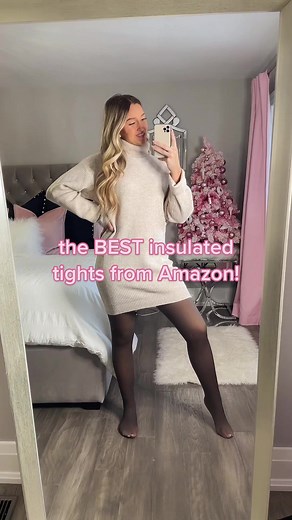 if you live somewhere where it’s ACTUALLY cold, you need these insulated tights from Amazon!! I have them linked on my Storefront ❄️✨💕 #amazonfinds #wintermusthaves #winterfashion #amazonfashion