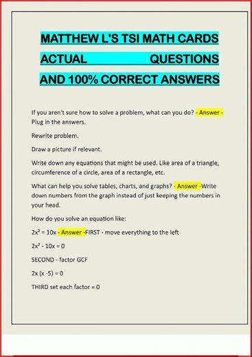 Matthew Ls Tsi Math Cards Actual Questions And 100 Correct A video