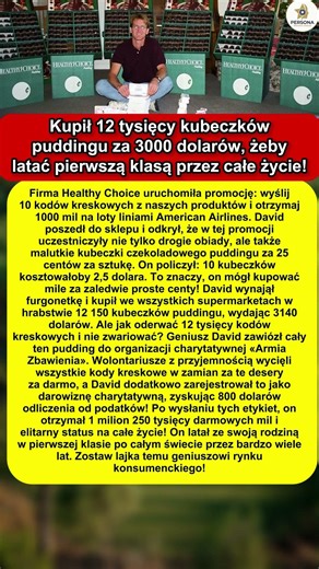Wydał 3 tys. dolarów na desery i zdobył bilety lotnicze warte fortunę. Niezwykły wyczyn!