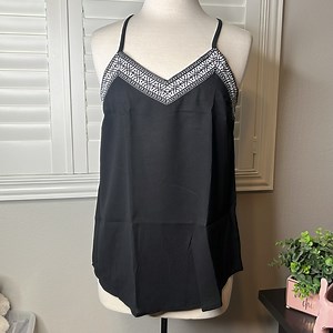 Embroidered V-Neck Tank Top – Lightweight, Adjustable Straps & Racerback Fit