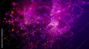 Abstract Light Trails: Glowing Particle Video. Explore glowing particle lines and light streaks in this abstract video with captivating background effects.