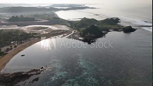 KUTA Beach, located in LOMBOK. Beautiful beach with clear water and green coral