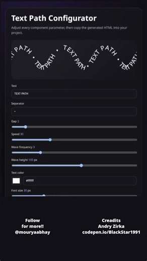 Customizable Wave Text Path | #codepen #javascript #webdesign