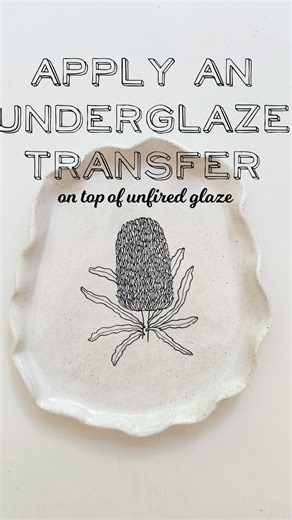 Underglaze Transfers | Pottery Workshops | Ceramics on Instagram: "Did you know you can apply underglaze transfers on top of unfired glaze? I made another reel about this, but a lot of you wanted me to walk you through it with a voiceover…so here it is! 🤗Tag a potter friend who needs to see & hear this!😉 Controversial- I know it’s not the traditional way underglaze transfers are used, but does anyone really care? You can achieve an overglaze decal look, without having to fire you