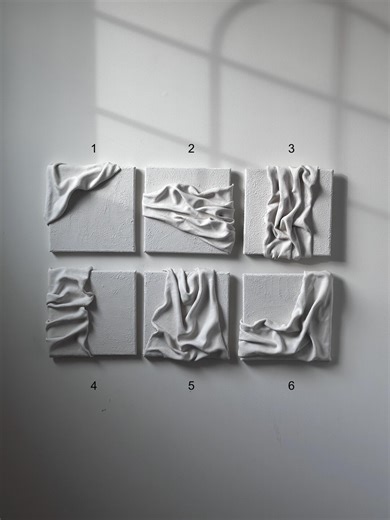 3D Plaster Wall Art Set | Drapery Relief Sculpture | Textured Minimalist Wabi Sabi Home Decor - Etsy