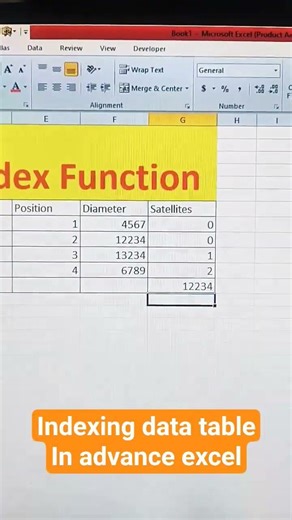 indexing data table in advance excel #excel #exceltips #exceltutorial #exceltricks