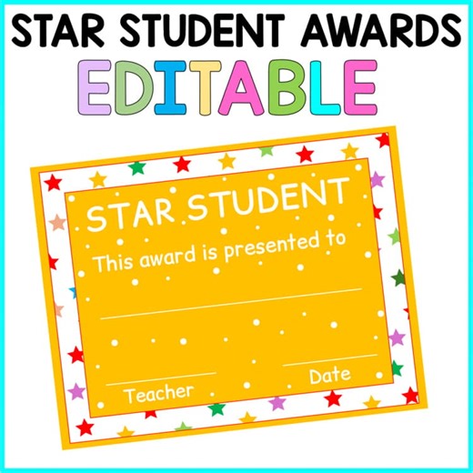 Printable Boho Bright Star Student Awards, Certificates, Printable Awards
