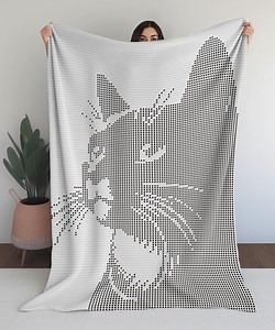 Cat Filet Crochet Pattern Modern Kitty Blanket Graph PDF Pattern Easy Throw - Etsy