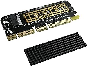 NVMe PCIe Adapter with Heat Sink, M.2 NVMe SSD to PCI Express 3.0 Adapter Card for M Key 2230, 2242, 2260, 2280 Size M.2 SSD, Supports PCIe x16 x8 x4 Slot