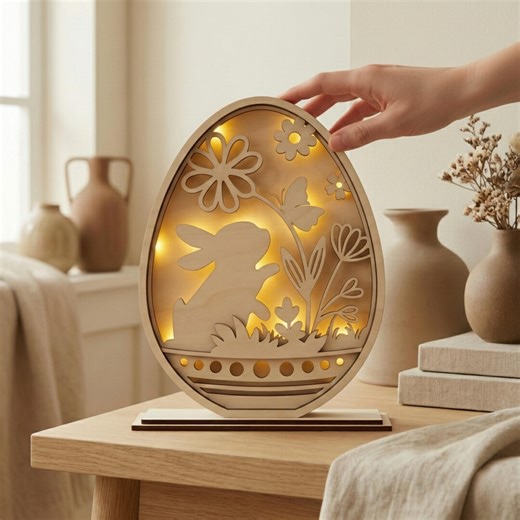 Laser Cut File Easter Night Light SVG, Easter Bunny Egg Led Light for Kid’s Room, Spring Easter Led Light SVG, Night Light Easter Egg SVG - Etsy