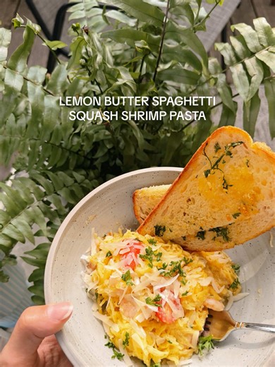 Spaghetti squash is SO underrated! Pairs very well with a white wine, I must say 😌🍋🍝 -preheat oven to 400 -1 spaghetti squash cut in half -scrape out seeds and inside - drizzle with oil salt and pepper and put in oven for about 40 mins until you can shred inside with a fork - 2 tablespoons of butter and 1 tablespoon spoon olive oil and melt over medium heat - Add in 3 cloves minced garlic and cook until fragrant. - add in your raw shrimp and season with some salt pepper and dash of Cajun seas