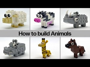 LEGO ミニ動物シリーズ まとめ 羊 牛 サイ カバ キリン 馬 How to build animals
