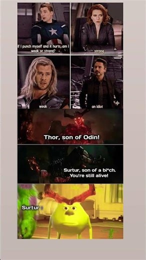 If I Punch Myself… Am I Strong or Weak? 😂 | Thor vs Surtur Marvel Meme #marvel #avengers #shorts #yt