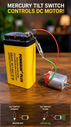 Mercury Tilt Switch Controls DC Motor 🤔 #shorts