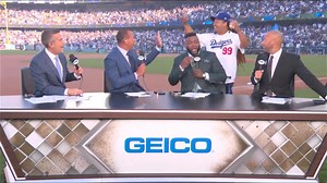 Manny Ramirez is back at Dodger Stadium to throw out the first pitch before NLCS Game 1! We're happy to see him back in LA via: @mlbonfox | Dodgers Nation
