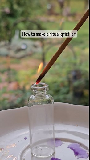 The importance of ritual is connection.. as well as moving through life with our grief. In this grief jar (commonly called a spell jar), I used lavender, chamomile, sage, and rose. These herbs are particularly good for honoring ancestors, grieving, and communication between our world and the spirit world. Plants are nature's magic that promotes healing and insight. They are great in ritual for emotional cleansing and processing grief. Ritual grief jars can be made with herbs, flowers, and/or cry