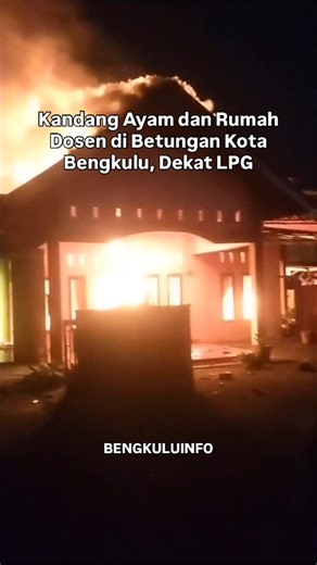 BENGKULU INFO (BI) on Instagram: "Ini kronologi menurut warga: Kebakaran diduga bermula dari kandang ayam milik warga setempat bernama Pak Bimo. Pada saat kejadian, kandang ayam tersebut masih dalam kondisi aktif. Api kemudian dengan cepat merembet hingga menyebabkan rumah milik seorang dosen UIN ikut terbakar. Peristiwa kebakaran terjadi begitu cepat sehingga warga sekitar segera bergotong royong membantu mengevakuasi dan mengeluarkan barang-barang dari rumah Pak RT yang menjadi salah satu korb