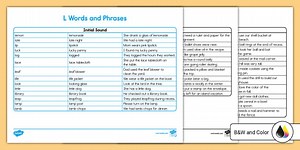 L Sound Word Mats for K-1st Grade