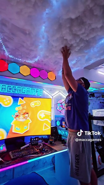 Cloudy Gaming Room Setup with Sky Ceiling - Moving Out Vlog