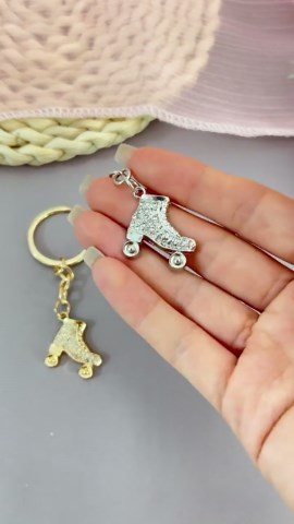 Ice Hockey Stick Keychain, Roller Shoe Pendant, Diamond Studded Metal Keychain - Etsy