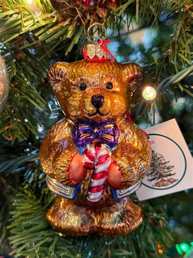 Vintage Spode Christmas Tree Glass Ornament – Teddy Bear With Candy Cane - Etsy Canada