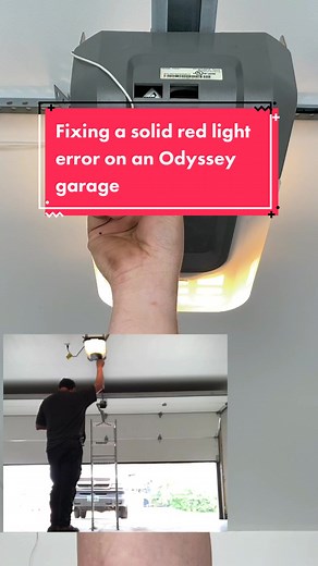 Fixing a solid red light error on an Odyssey garage door by resetting the limits. #HandsomeOrHandy #Handyman #GarageDoorFix #OverheadGarageDoor.