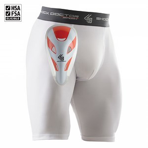 Shock Doctor Sport | Compression Athletic Shorts with Protective Cup | Adult Mens | Large | White