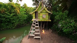 24K views · 344 reactions | Building a Private Tree House that Billionaires Dream of Living in Quiet Use Palm Tree Materials #building #survival #secret #girls #house | Girl Survival | Facebook
