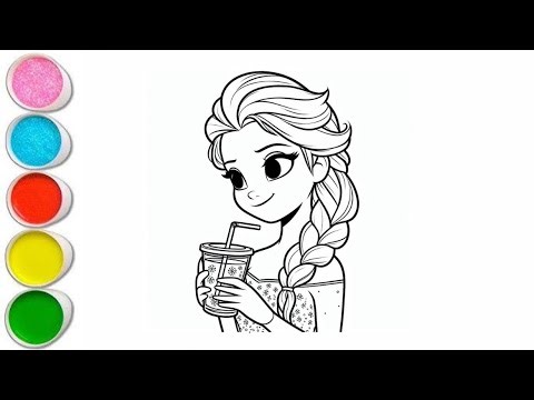 Cute Elsa Frozen Drawing for kids, Painting & Coloring for kids, Toddlers | Let's Draw Together