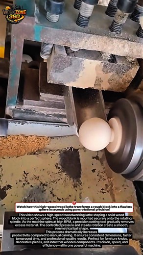 Insane Wood Lathe Turns Block Into Perfect Sphere in Seconds! #woodworking #lathe #satisfying