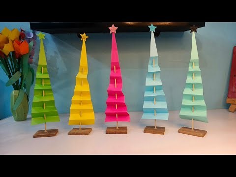 How to make a 3d christmas paper tree easy for kid