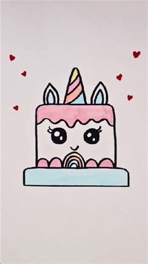 How to draw cute Unicorn cake #easy #cute #unicorn #cake #howto #drawing #craftchutney2