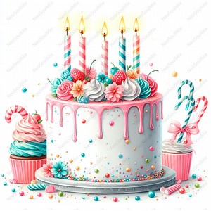 26 Birthday Cake Clip Art Bundle | Printable Watercolor Clipart | High Quality Jpgs | Digital Download | Paper Craft | Junk Journal - Etsy Australia