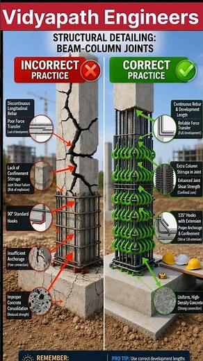 Correct vs Incorrect Beam-Column Joints #vidyapathengineers