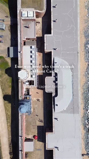 Imagine moving something as heavy as a grand piano… but shaped like a shell! Each of Hurst Castle’s Victorian RML 12.5-inch 38-ton gun shells weighed 818lb (371kg), and the challenge of getting them into the castle led to a clever solution — a narrow-gauge railway built in the late 19th century. Goods would arrive by sea at the military jetty (still visible today beyond Hurst Point Lighthouse), then be rolled along 500m of track on specially designed wooden carriages, each carrying up to three s