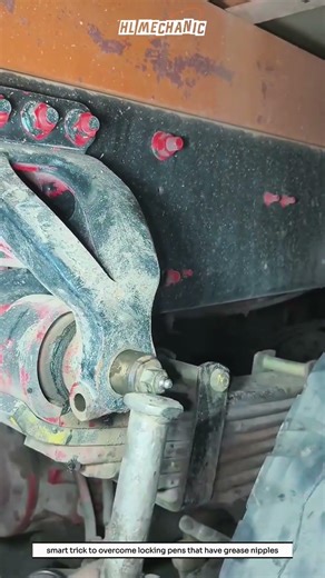 smart trick to install a locking pin that has a grease nipple #tricks #mechanic #technique #ideas