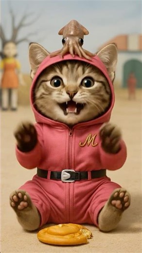 Cutest Cat “Joins” Squid Game 🐱🎮🦑 #Satisfying