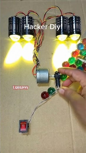 Power 4 Bike Fog Lights Using Mini Gear Motor ⚡ Amazing DIY Generator #shorts #experiment #ledlights