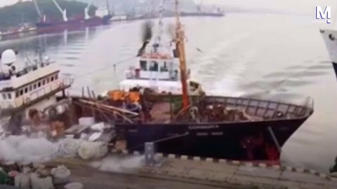 Tugboat driver rams docked fishing vessel in bizarre harbor crash