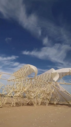 Theo Jansen, Strandbeest on Instagram: "A regular day at the beach. #strandbeest #strandbeests #beachanimal #theojansen #art #kineticart #dutchart"