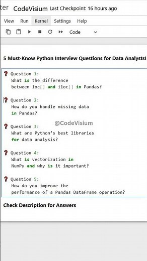🚀 5 Must-Know Python Interview Questions for Data Analysts! #Python #DataAnalytics #InterviewPrep