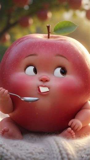 A apple baby eating mini apple slice 🍎🍎🍎🍎🍎🍎🍎🍎🍎
