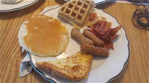 He tries every item on the buffet – then the table fills up
