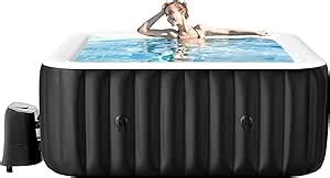 Inflatable Hot Tub, 2-4 Person Large Square Portable Hot Tub, Leak-Proof PVC Outdoor Spa with 120 Air Jets, Blow up Hot Tub with Heater Pump and Insulated Cover, 57” X 57” X 25”